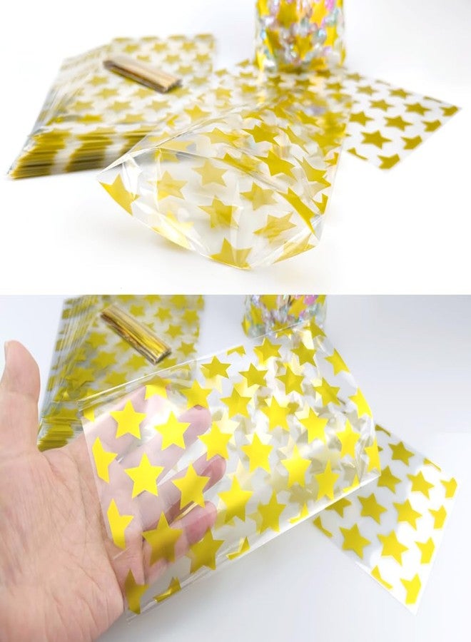 SaktopDeco 100 PCS Gold Star Cellophane Bags - 5 x 8 Star Plastic Bags for Packing Favor Supplies - Image 4